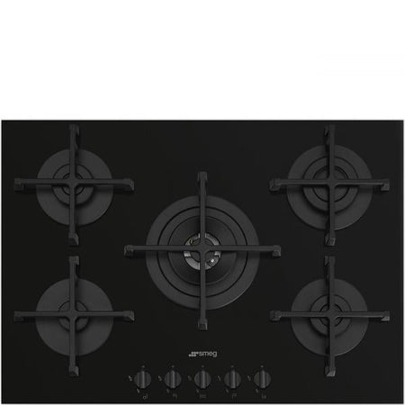 Smeg Piano Cottura Incasso Gas 5 Zone Filo Vetro 70/75cm Nero Pv275b
