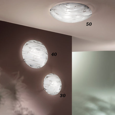 Plafoniera moderna DUE P STORM 2703 PLG E27 LED lampada soffitto vetro effetto marmo