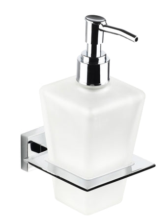 Porta sapone liquido in vetro con finiture cromate quadrato Zurigo