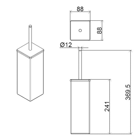 Scopino wc quadrato in acciaio cromato