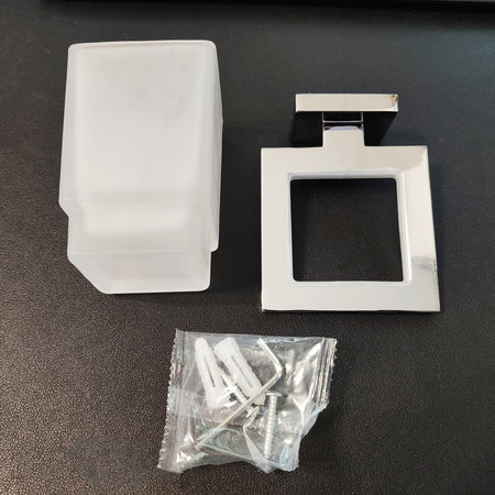 Porta spazzolini da muro quadrato acciaio cromato ZURIGO