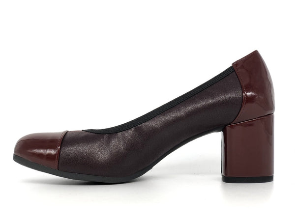 GRUNLAND Décolleté in pelle e plantare in memory CACI bordò