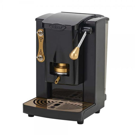 FABER PICCOLA SLOT BRASS EDITION - MACCHINA PER CAFFE'' CON PRESSACIALDA IN OTTONE - TELAIO IN METALLO NERO CON ELEMENTI DORATI E FRONTALE IN POLICARBONATO NERO