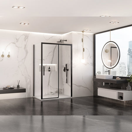 Box doccia due lati con profili neri scorrevole cristallo 6mm h195 LAGOA DUO