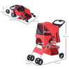 Passeggino Cani Gatto Pieghevole con Cestino Tettuccio, 75x46x94cm Rosso