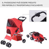 Passeggino Cani Gatto Pieghevole con Cestino Tettuccio, 75x46x94cm Rosso