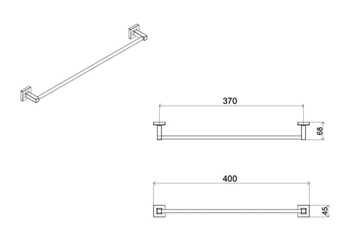 Porta asciugamani quadro da bidet a muro cm 40 cromato Zurigo