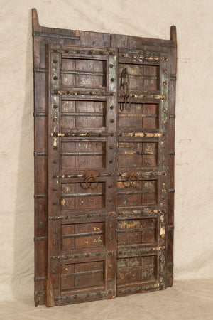 Biscottini Porta portone in legno massello e ferro da interno o da esterno vecchia e antica medievale scorrevole