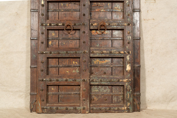 Biscottini Porta portone in legno massello e ferro da interno o da esterno vecchia e antica medievale scorrevole