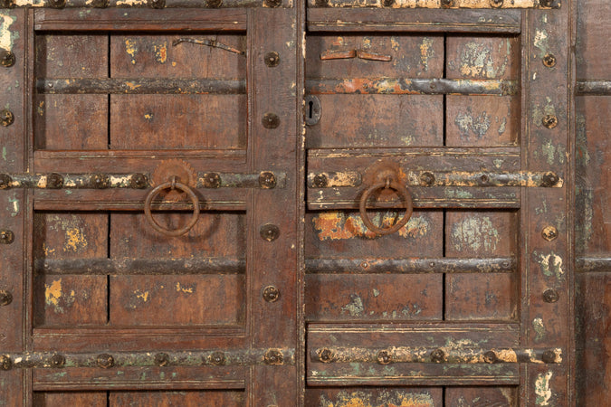 Biscottini Porta portone in legno massello e ferro da interno o da esterno vecchia e antica medievale scorrevole