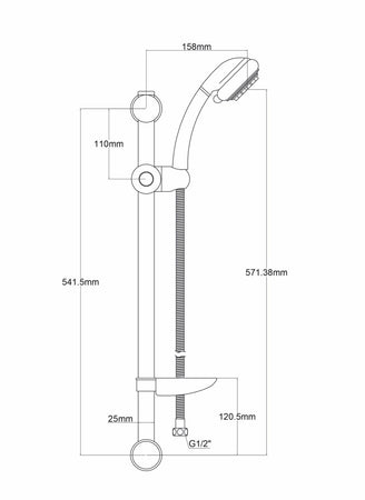Asta saliscendi doccia cromato con mensola e doccetta