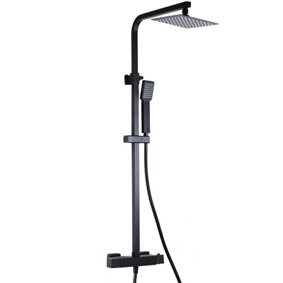 Colonna doccia nera opaca con Miscelatore Termostatico a due vie 20x20 Este Black