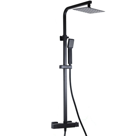 Colonna doccia nera opaca con Miscelatore Termostatico a due vie 20x20 Este Black