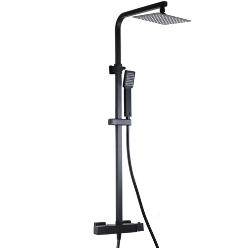 Colonna doccia nera opaca con Miscelatore Termostatico a due vie 20x20 Este Black