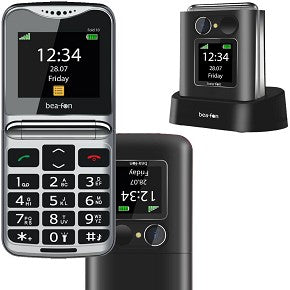 Cellulare Beafon Fold 10 nero - tasto SOS - tasti grandi - doppio display - suonerie forti