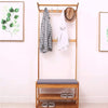 Panca con Appendiabiti Legno Bambù 9ganci Vano apribile Cuscino 70x40 H 175cm