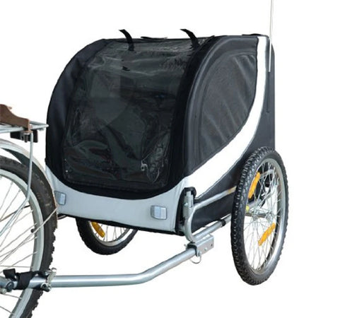 Rimorchio per Animali Domestici Pieghevole da Bicicletta bianco e nero 130x90x110cm