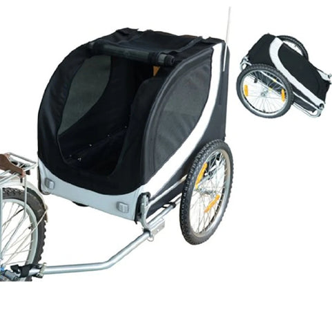Rimorchio per Animali Domestici Pieghevole da Bicicletta bianco e nero 130x90x110cm