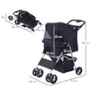 Passeggino Cani Gatto Pieghevole con Cestino Tettuccio, 75x46x94cm Nero