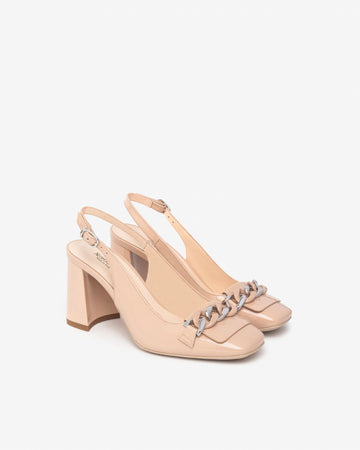 Nero Giardini slingback in vernice col. cipria con accessorio E509490D614