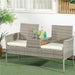 Divanetto Panca 2posti Giardino Patio Grigio in Polyrattan 123x54 H 82.5cm Hotel Bar