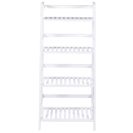 Scaffale Libreria 4 Ripiani in Legno di Bambu 48x32 H116cm Casa Ufficio Terrazzo