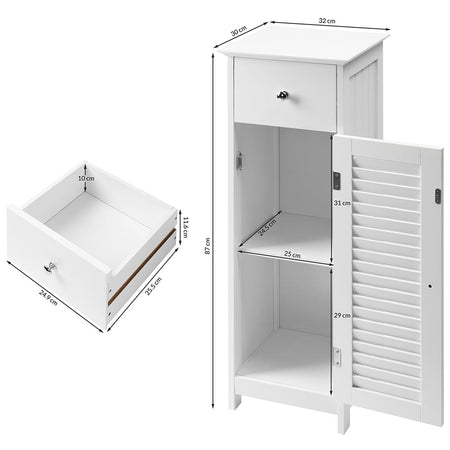 Mobile in Legno 32x30 H 87cm Bagno Camera Ingresso Salvaspazio 1 Anta 1 Cassetto