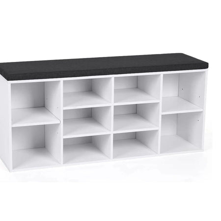 Panca Porta Oggetti Multiuso con Cuscino in Ecopelle 104 x 29.5 H 49cm Bianco