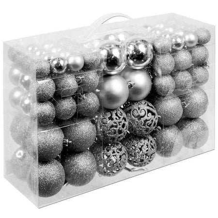 Confezione 100 Palline Natale 3 4 6 cm Silver Addobbi Albero Interne Esterne
