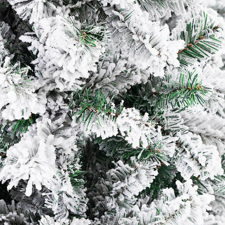 Albero Slim di Natale Super Folto Salvaspazio Innevato 80 x H 180 cm Verde Bianco