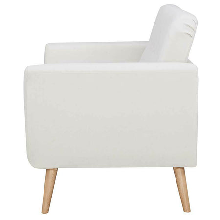 Divano 2 Posti in Tessuto Imbottito con Braccioli Bottoni 150x80x86 cm Beige