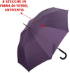 kIT 4 Pz Ombrello Grande Automatico 8 Stecche in Fibra Antivento col. ass