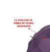 Kit 4 Pz Ombrello Grande Automatico 12 Stecche in Fibra Antivento col. ass