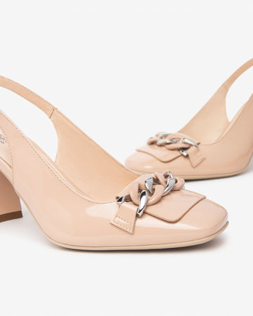 Nero Giardini slingback in vernice col. cipria con accessorio E509490D614