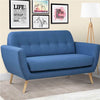 Divano 2 Posti in Tessuto Imbottito con Braccioli Bottoni 150x80x86 cm Blu