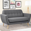 Divano 2 Posti in Tessuto Imbottito con Braccioli Bottoni 150x80x86 cm Grigio