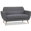 Divano 2 Posti in Tessuto Imbottito con Braccioli Bottoni 150x80x86 cm Grigio