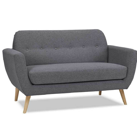 Divano 2 Posti in Tessuto Imbottito con Braccioli Bottoni 150x80x86 cm Grigio