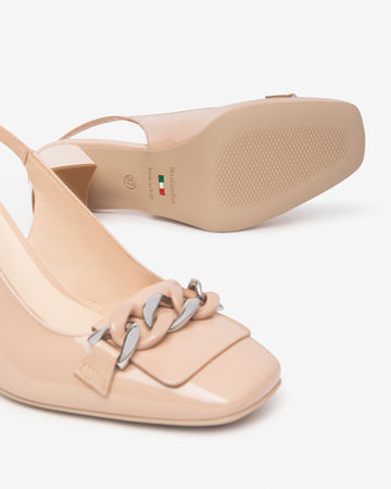 Nero Giardini slingback in vernice col. cipria con accessorio E509490D614