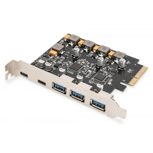 Digitus Scheda PCIe 2 USB-C + 3 USB A (PCIE CARD 2X USB-C + 3X USB A - 5X SUPERSPEED 10GBPS)