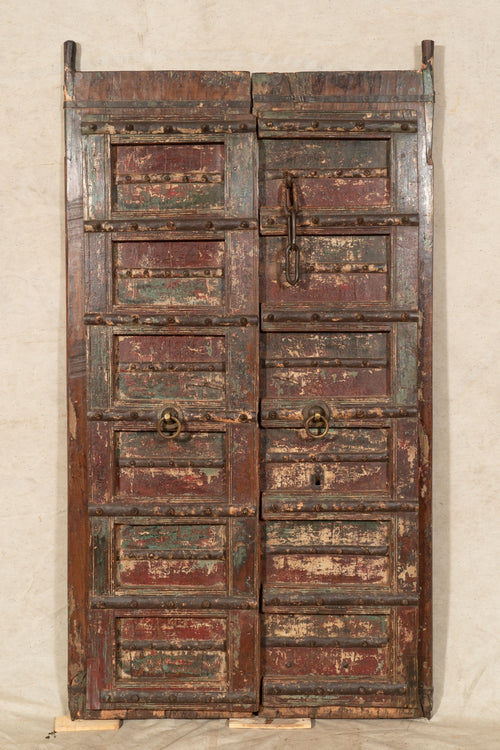 Biscottini Porta portone in legno massello e ferro da interno o da esterno vecchia e antica medievale scorrevole