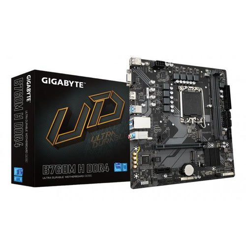 Gigabyte B760M H DDR4 - 1.0 - scheda madre - micro ATX - socket LGA1700 - chipset B760 - USB 3.2 Gen 1 - Gigabit LAN - grafica integrata (CPU richiesta)