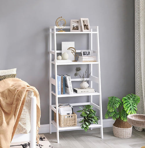 Scaffale Libreria 4 Ripiani in Legno di Bambu 48x32 H116cm Casa Ufficio Terrazzo