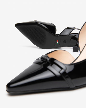 Nero Giardini slingback in vernice nero con accessorio E512230DE100
