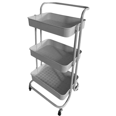 Carrello Trolley Cucina 4ruote 3 Ripiani in Metallo 43x36 H85 Salvaspazio Grigio