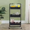 Carrello Trolley Cucina 4ruote 3 Ripiani in Metallo 43x36 H85 Salvaspazio Nero