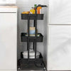 Carrello Trolley Cucina 4ruote 3 Ripiani in Metallo 43x36 H85 Salvaspazio Nero