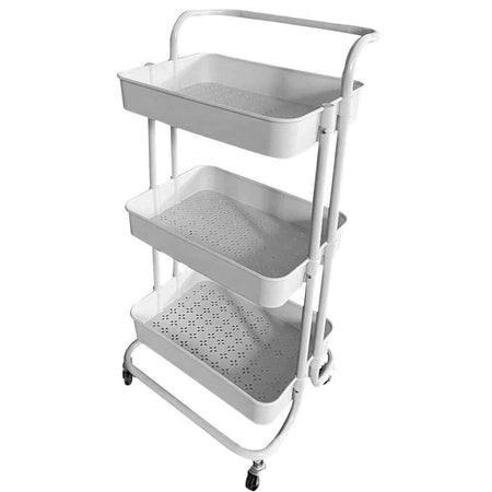 Carrello Trolley Cucina 4ruote 3 Ripiani in Metallo 43x36 H85 Salvaspazio Bianco
