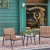 Set da Giardino Tavolino e 2 Poltrone in Polyrattan Nero e Naturale Patio Casa Bar Hotel