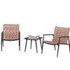 Set da Giardino Tavolino e 2 Poltrone in Polyrattan Nero e Naturale Patio Casa Bar Hotel